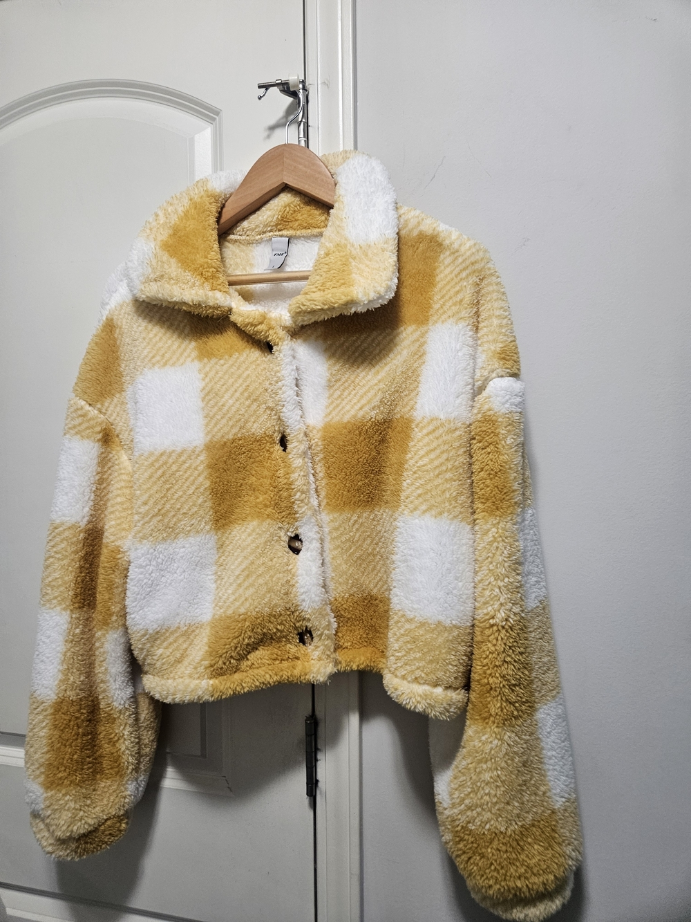 Yellow & White Plush Check Jacket
